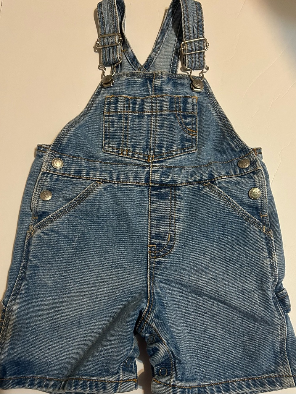 GAP Light Blue Denim Short Overalls 12-18m